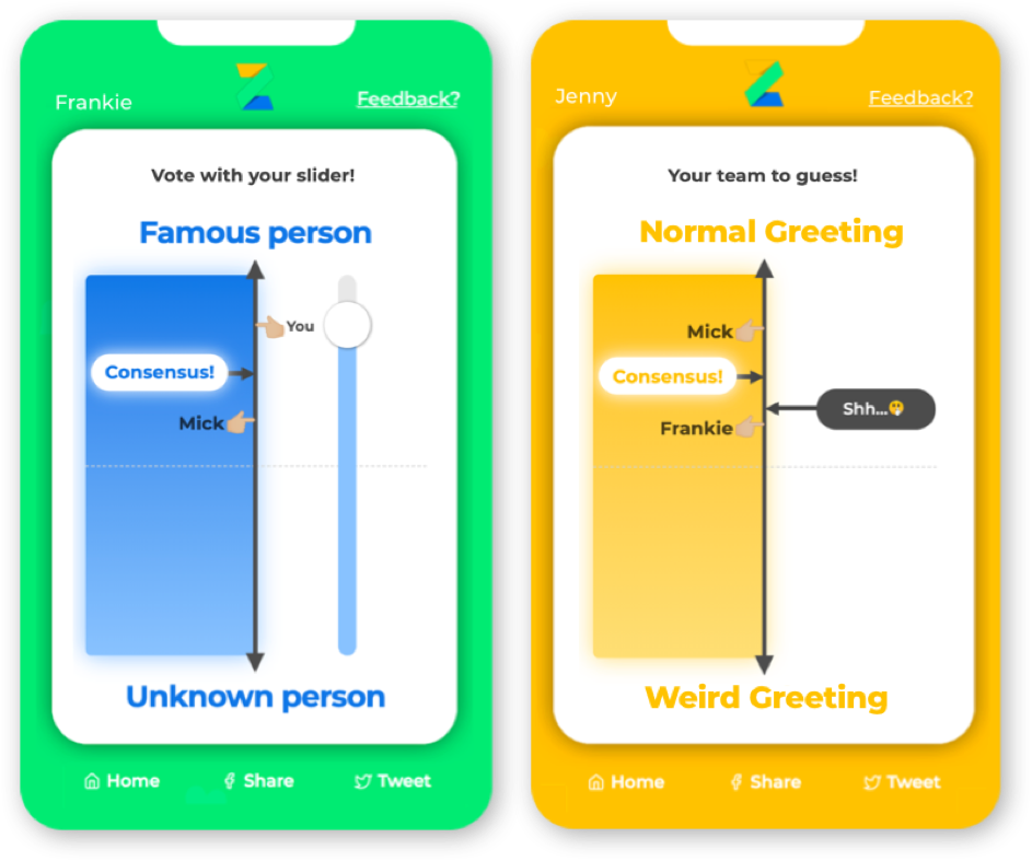 Screenshots of Consensus! game
