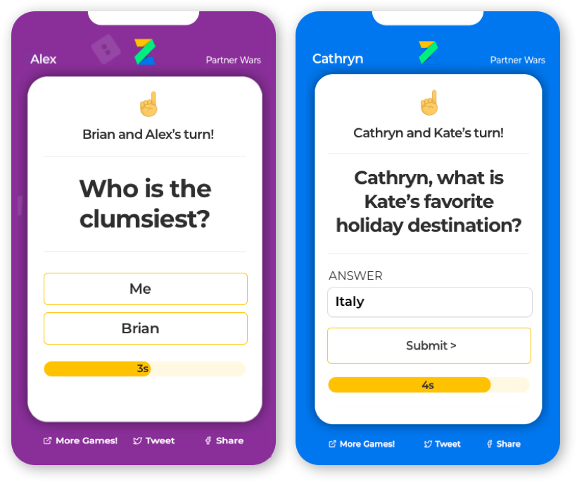 Screenshots of Partner Wars! game