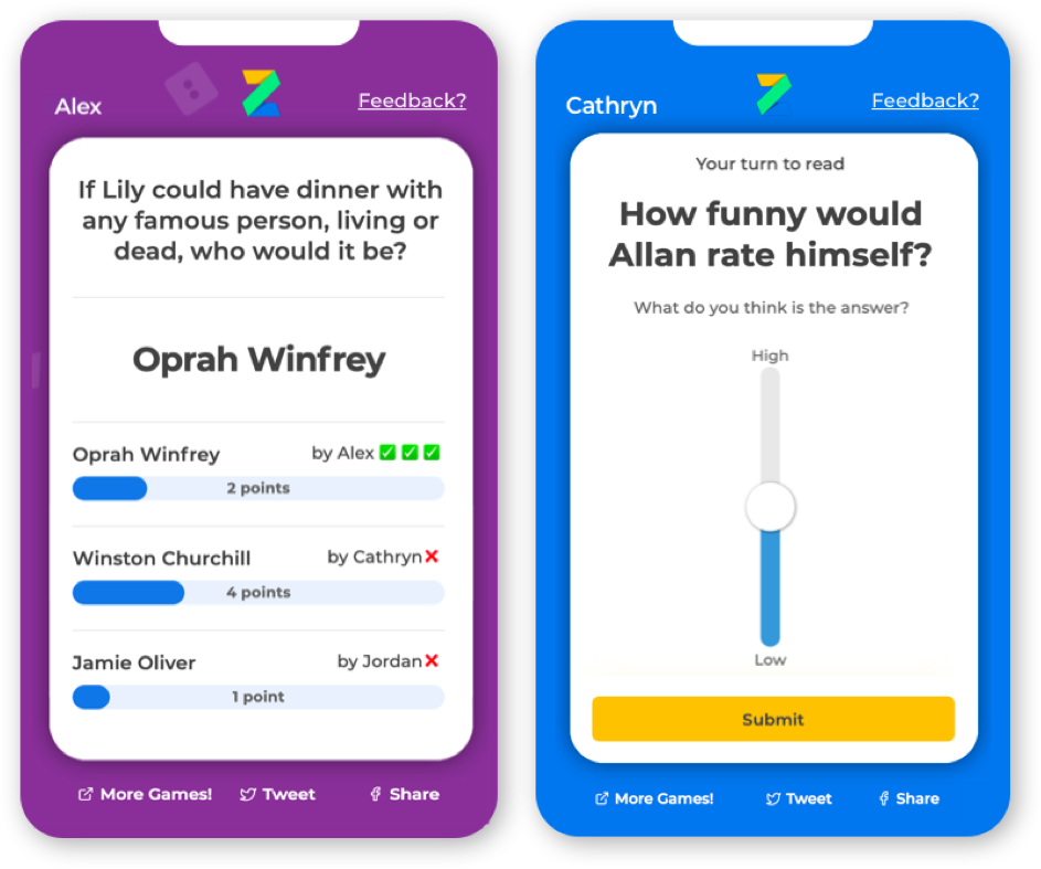 Screenshots of SociaLoops game