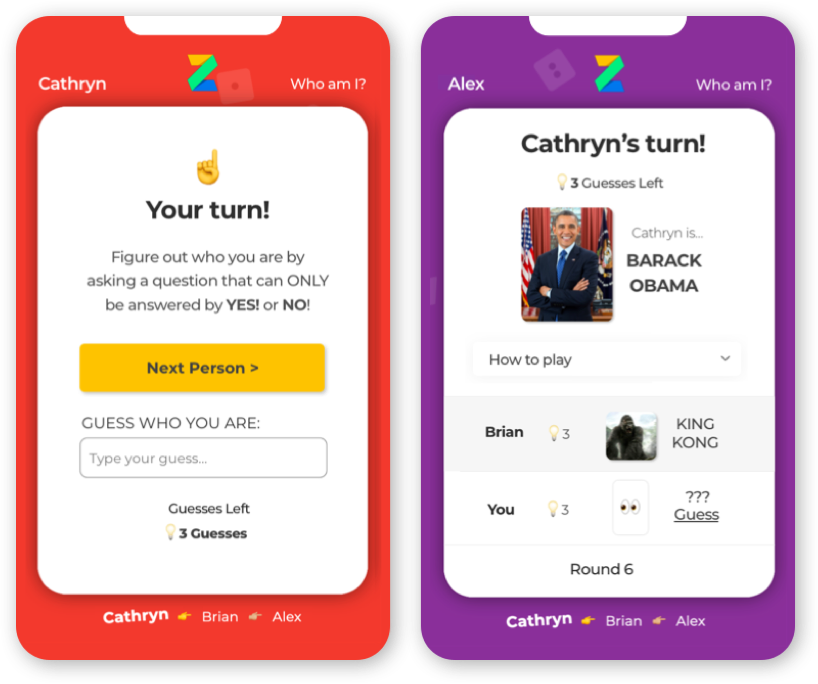 Screenshots of Who am I game